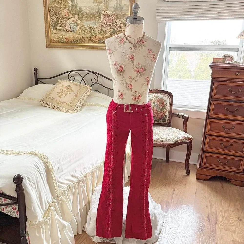 Y2k red low rise‎ pants  y2k san julian red pants